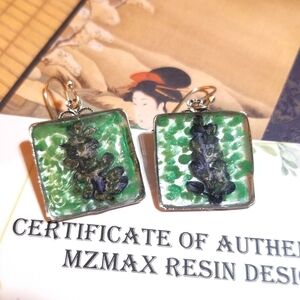 MzMax Resin Designs Natural Purple Lavender Earrings